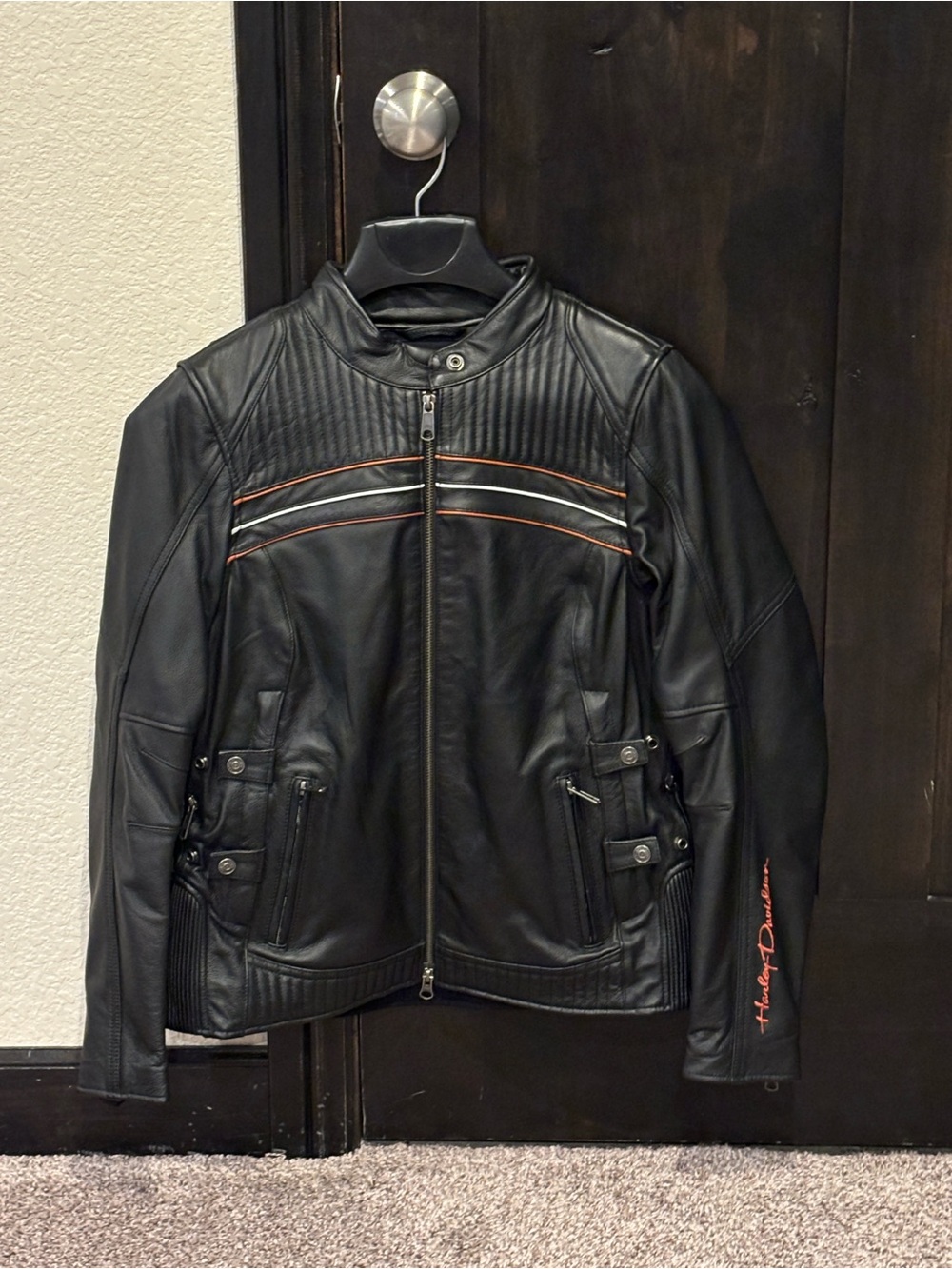 Harley-Davidson Women’s Cowhide Leather Jacket I-94 Vented Pockets Adjustable